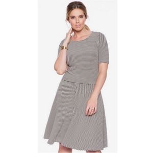 Eloquii Textured Striped Fit and Flare Dress